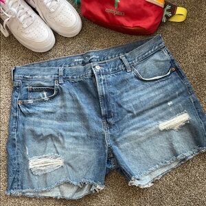 High Waist Distressed Denim Shorts - 5” inseam